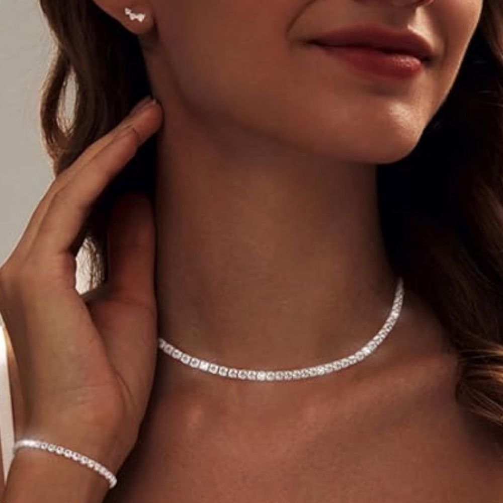 Tennis Bracelet, Earrings & Necklace Set